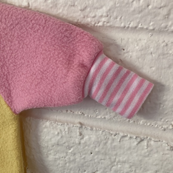 Vintage Infant Pink and Yellow Fleece Baby Onesie - Picture 2 of 10